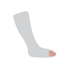 Broken Leg in Plaster Cast Medical Illustration