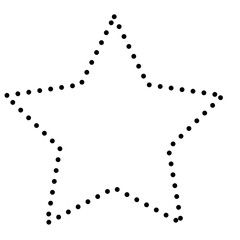Dotted black star outline shape, minimal dotted line illustration for abstract decoration, design projects, logos, education, and patterns.