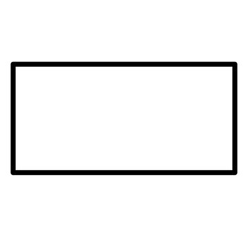 Minimal black rectangle outline vector, basic geometric shape design for education, layout, frames, icons, and creative patterns.