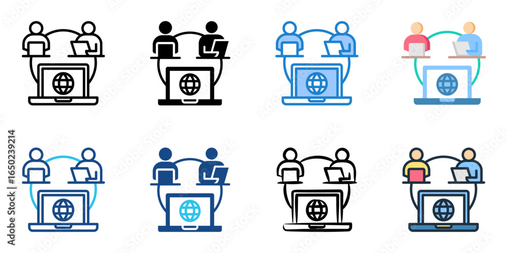 Poster collaboration platforms icon set multiple style collection