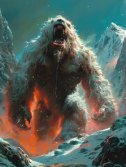 angry huge white bear. Yeti