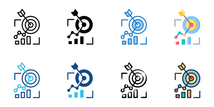 Results oriented work icon set multiple style collection 
