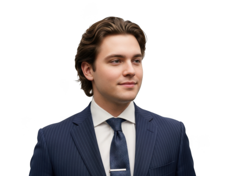 Handsome young businessman in suit and tie portrait smiling professional isolated on transparent background