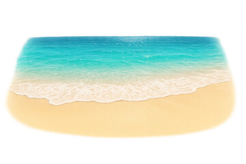 Fototapeta premium Soft wave of turquoise ocean meeting sandy beach with transparent background, perfect for summer projects