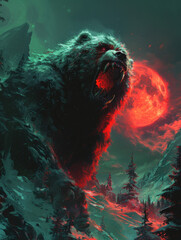 angry huge white bear. Yeti