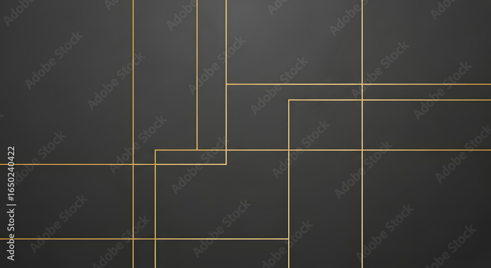Poster abstract geometric design with gold lines on a dark gray background. intersecting lines create recta
