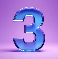 Glass Number Three, Blue and Purple 3D Render