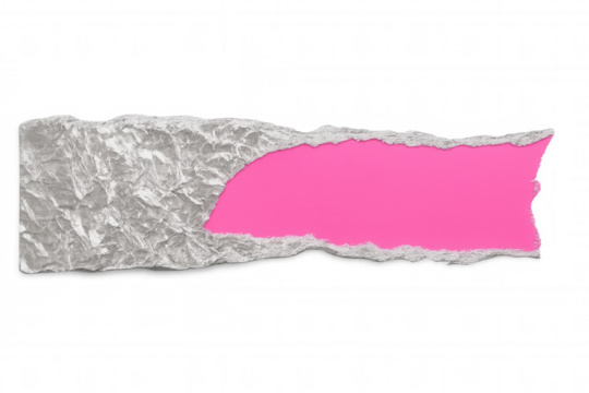 Crumpled gray paper revealing vibrant pink layer, creating textured backdrop with negative space for design elements