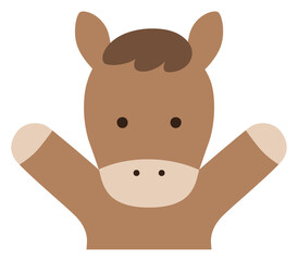 かわいい馬のベクターイラスト。干支、十二支、午、ゆるい、アイコン、バンザイ、うま、午年、年賀状