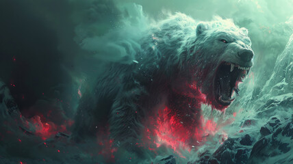 angry huge white bear. Yeti