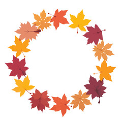 Fototapeta premium A circular frame of colorful autumn leaves creates a festive design for fall themes and seasonal greetings Use it for invitations, banners and graphic projects.