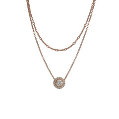 Fototapeta premium Rose gold layered chain necklace with circular diamond pendant image