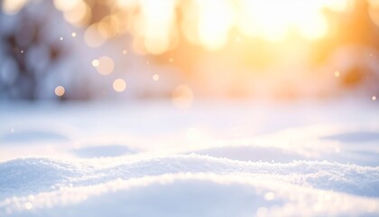 Snowy Winter Landscape with Warm Golden Light, Minimal Abstract Glow