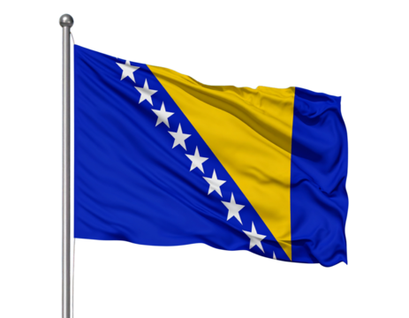 Bosnia and Herzegovina Flag Waving PNG - Powered by Adobe