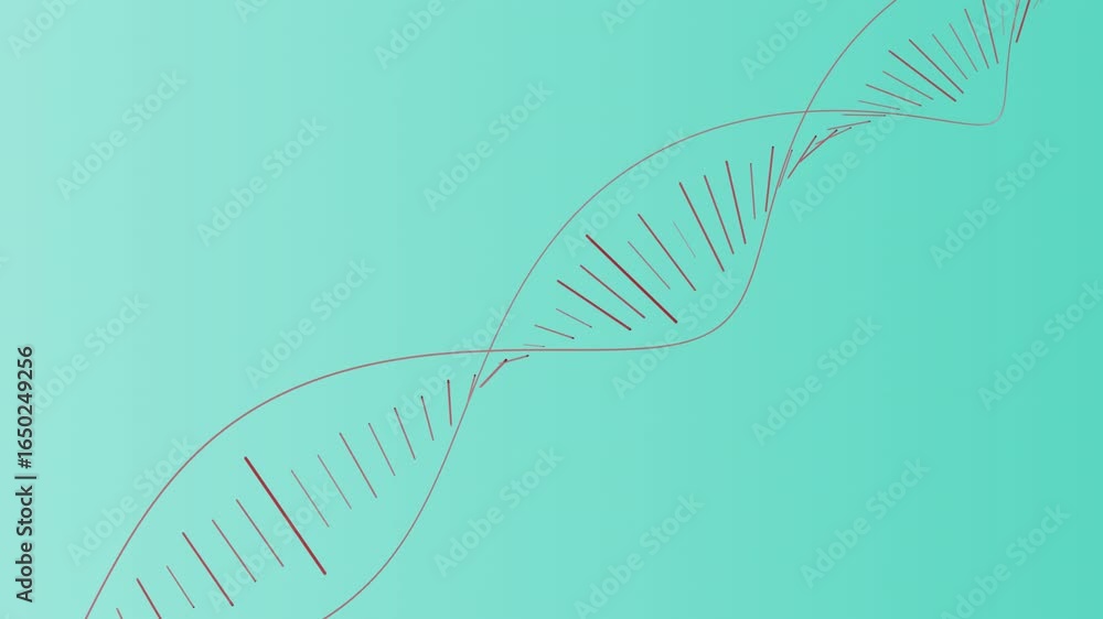 Poster dynamic dna strand animation on teal background - science & technology visual