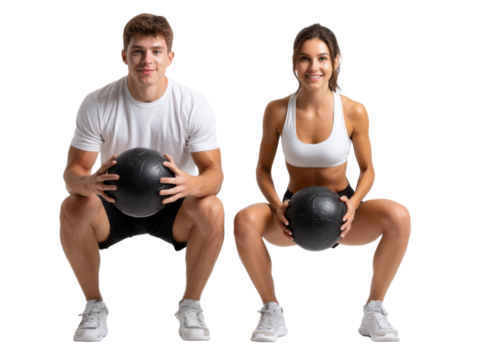 man and woman doing fitness