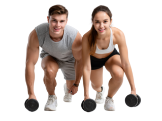 young couple exercising