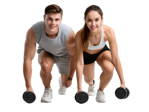 young couple exercising
