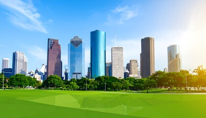 Obraz premium Cityscape with park and skyscrapers