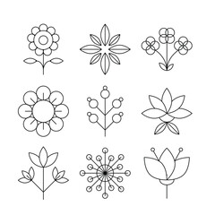 Minimal line art flower icons set for modern elegant design