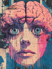 human brain and subconscious. collage