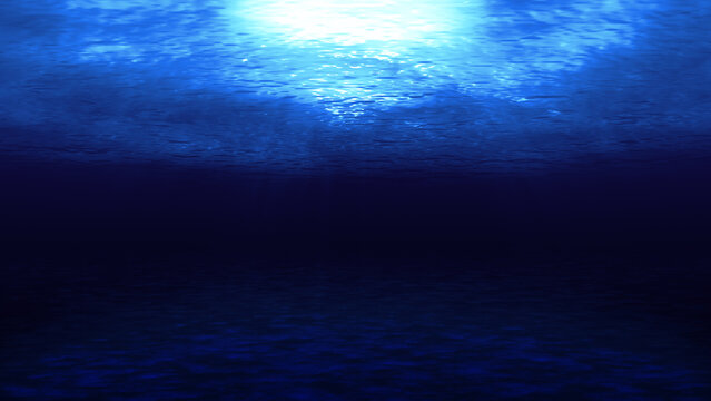 光が差し込む海底、水中のイラスト