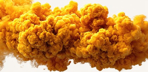 Abstract orange ink clouds against white background