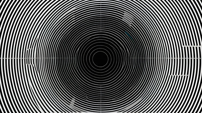 Optical encoder disc. Concentric circle pattern. Geometric target Vector. Black white abstract.