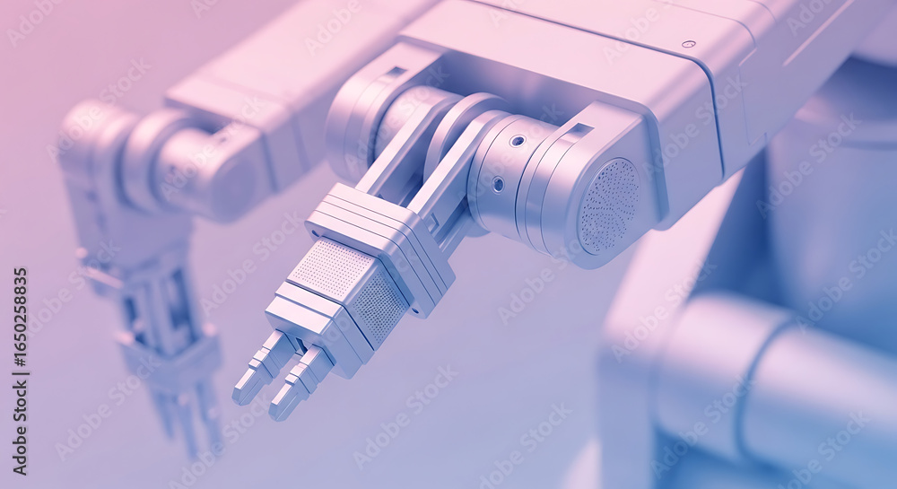 Poster Close up of a robotic arm with visible joints and end effector in a futuristic setting design style ai generated