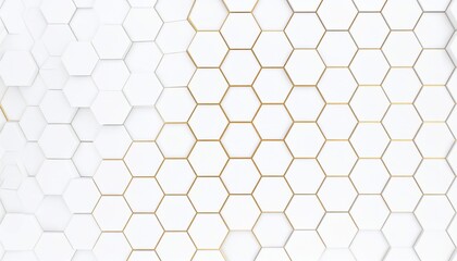 Naklejka premium Elegant White Hexagon Pattern With Golden Outlines Offering a Modern Aesthetic