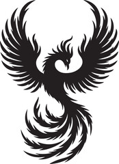 Obraz premium Majestic phoenix silhouette rising with powerful wings spread