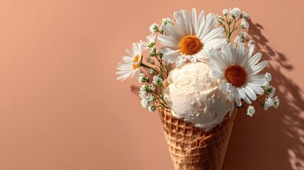 Ice cream with flowers
