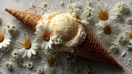 Ice cream with flowers