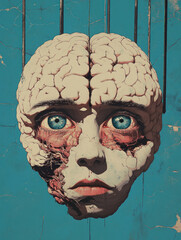 human brain and subconscious. collage