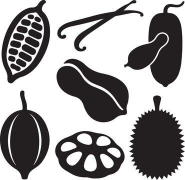 Cocoa pod vanilla beans peanut durian star anise lotus root