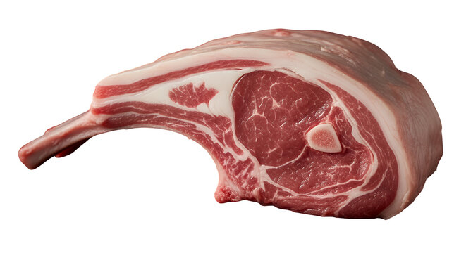 Raw pork meat pork chops and lamb chops isolated on white background fresh uncooked red meat for cooking and dinner