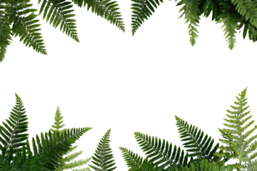 Dark background framed by lush fern fronds