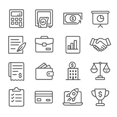 Business and Finance Line Icons – Minimalist Vector Set