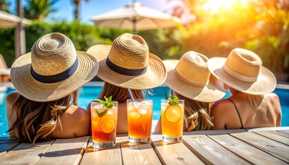 Poolside summer cocktails with friends.