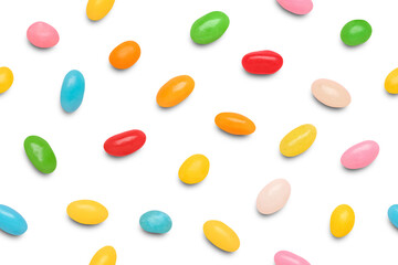 Seamless Pattern of Colorful Jelly Beans Candy Background