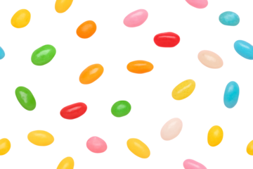 Seamless Pattern of Colorful Jelly Beans Candy Background