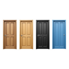 Collection of Four Distinct Wooden Doors in Various Colors