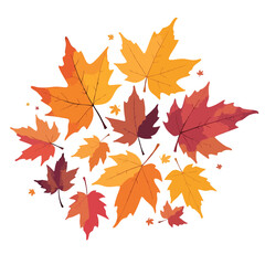 Obraz premium Autumn maple leaves in various warm hues are displayed in a watercolor style on a white background Great for seasonal designs and backgrounds.