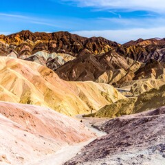 Colorful mountains in a valley