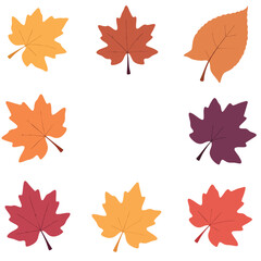 Obraz premium Collection of colorful autumn leaves isolated on white background creating a seasonal aesthetic Perfect for fall themed design and decoration.