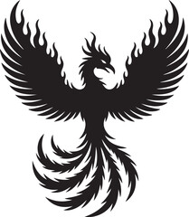 Obraz premium Majestic black phoenix rising with fiery wings