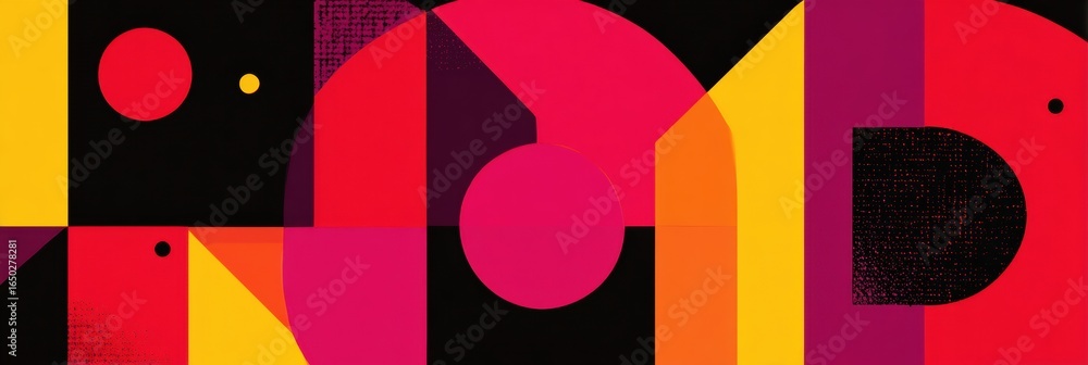 Poster colorful abstract geometric shapes create a vibrant composition with bold colors and patterns in a m