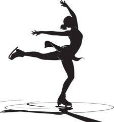 Elegant figure skater performing on ice in silhouette