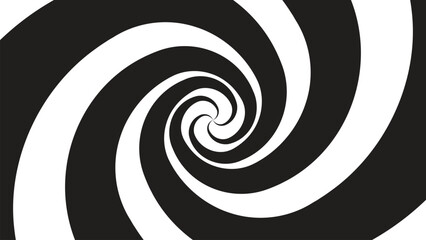 Hypnotic spirals background. Radial optical illusion. Black and white swirl tunnel wallpaper.
