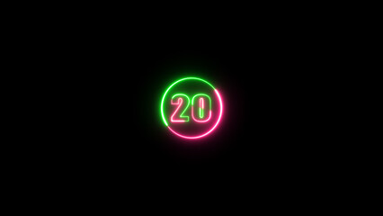 Glowing neon number text icon. Design element number template neon icon, light banner, neon sign board, nightly bright advertising, light inscription.